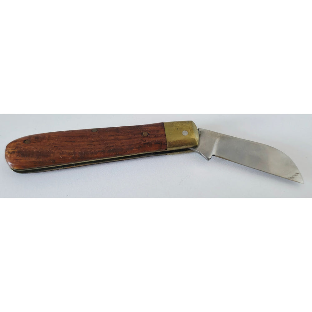 VINTAGE *NEW* 1960's Stainless Steel with Wooden Handle Pocket Knife Pakistan