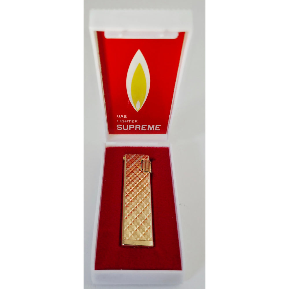 VINTAGE *NEW* 1960's Thin Gold Textured Lighter in Original Box by Supreme USA