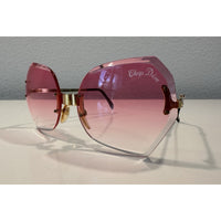 VINTAGE *NEW* 1970's Chrys Dior Gold Folding with Pink Lens Sunglasses and Case