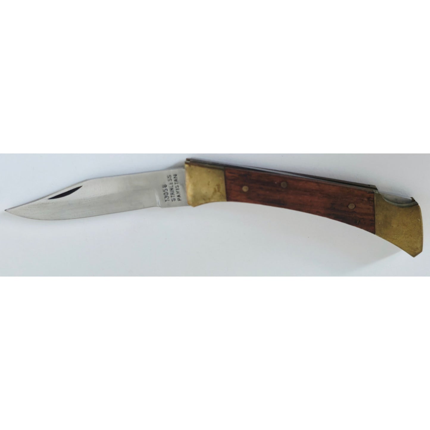 VINTAGE *NEW* 1960's Stainless Steel with Wooden Handle Pocket Knife Pakistan