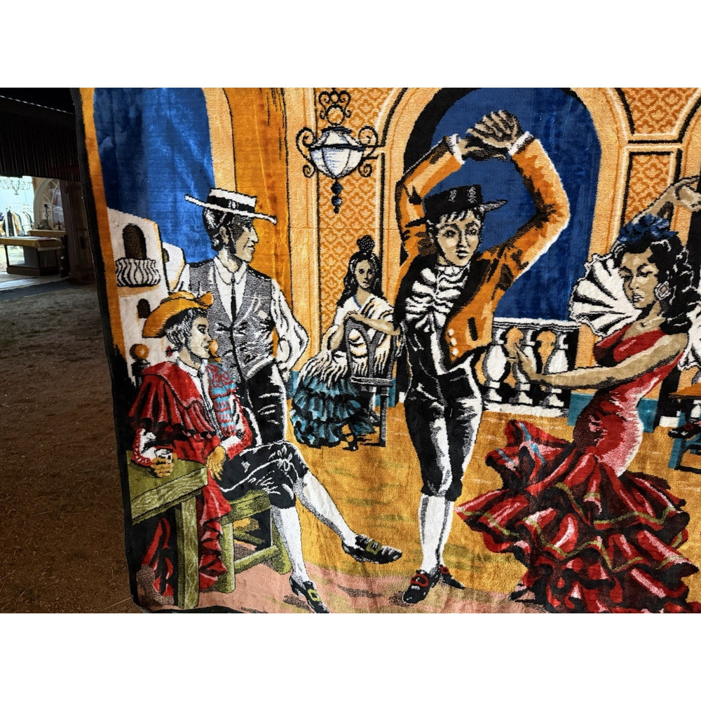 VINTAGE *PRISTINE* 1960's Flamenco Twirl Moroccan Velvet Tapestry