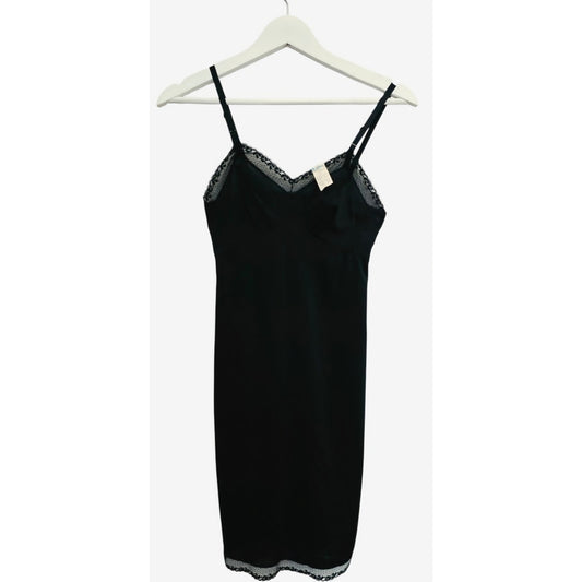 VINTAGE *NEW* 1960's Kayser Women's Black with Lace Slip Dress Size Junior 9 (S)