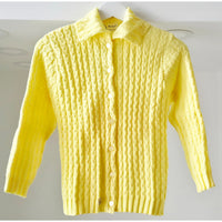 VINTAGE *NEW* 1960's Ban-Lon Women's Bright Yellow Collared Sweater Size 34 USA