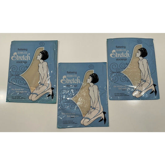 VINTAGE *NEW* Merry Maid-Demi Toe Stretch-Off White-3 pair-Sz9.5-10M