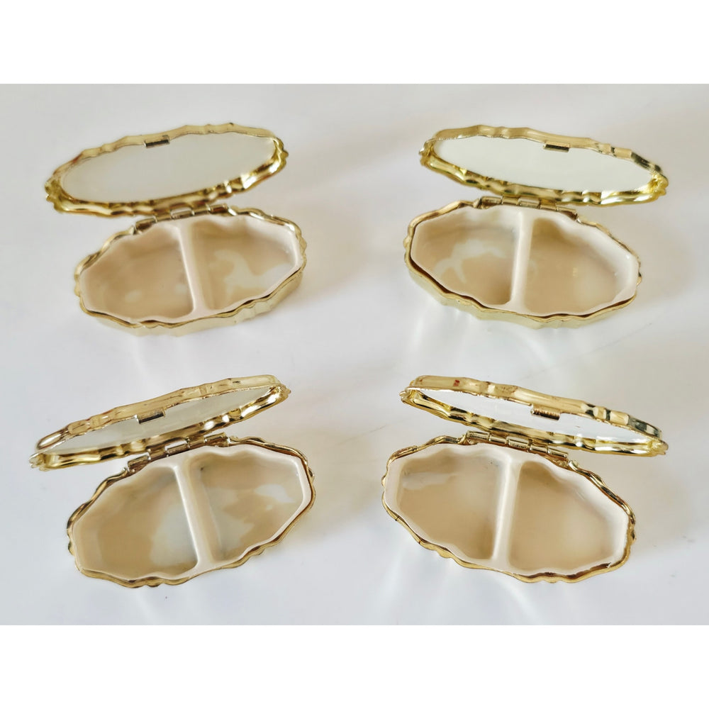 VINTAGE *NEW* 1970's Fashion Pill Boxes Red, Blue, Green and Gold (Set of 4)