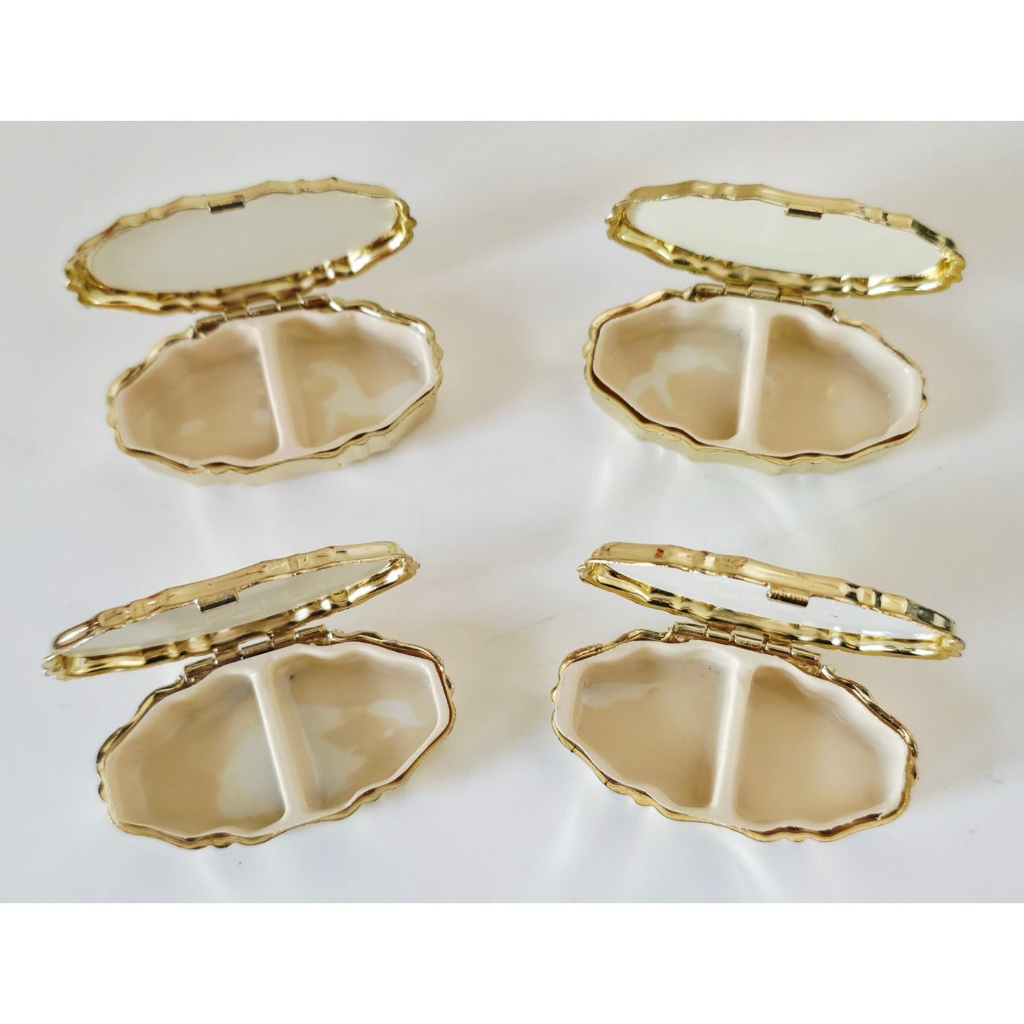VINTAGE *NEW* 1970's Fashion Pill Boxes Red, Blue, Green and Gold (Set of 4)