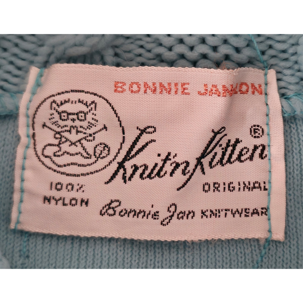 VINTAGE *NEW* 1960's Women's Light Blue  Sweater w/Collar 100% Nylon Size 38