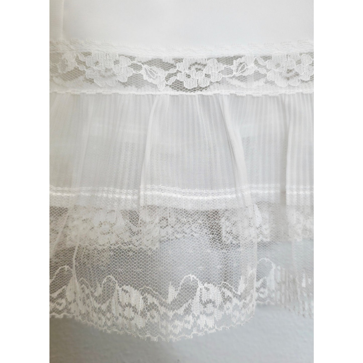 VINTAGE *NEW* 1960's Myra Joy Women's White Lace Trim Slip Dress Size 34 USA