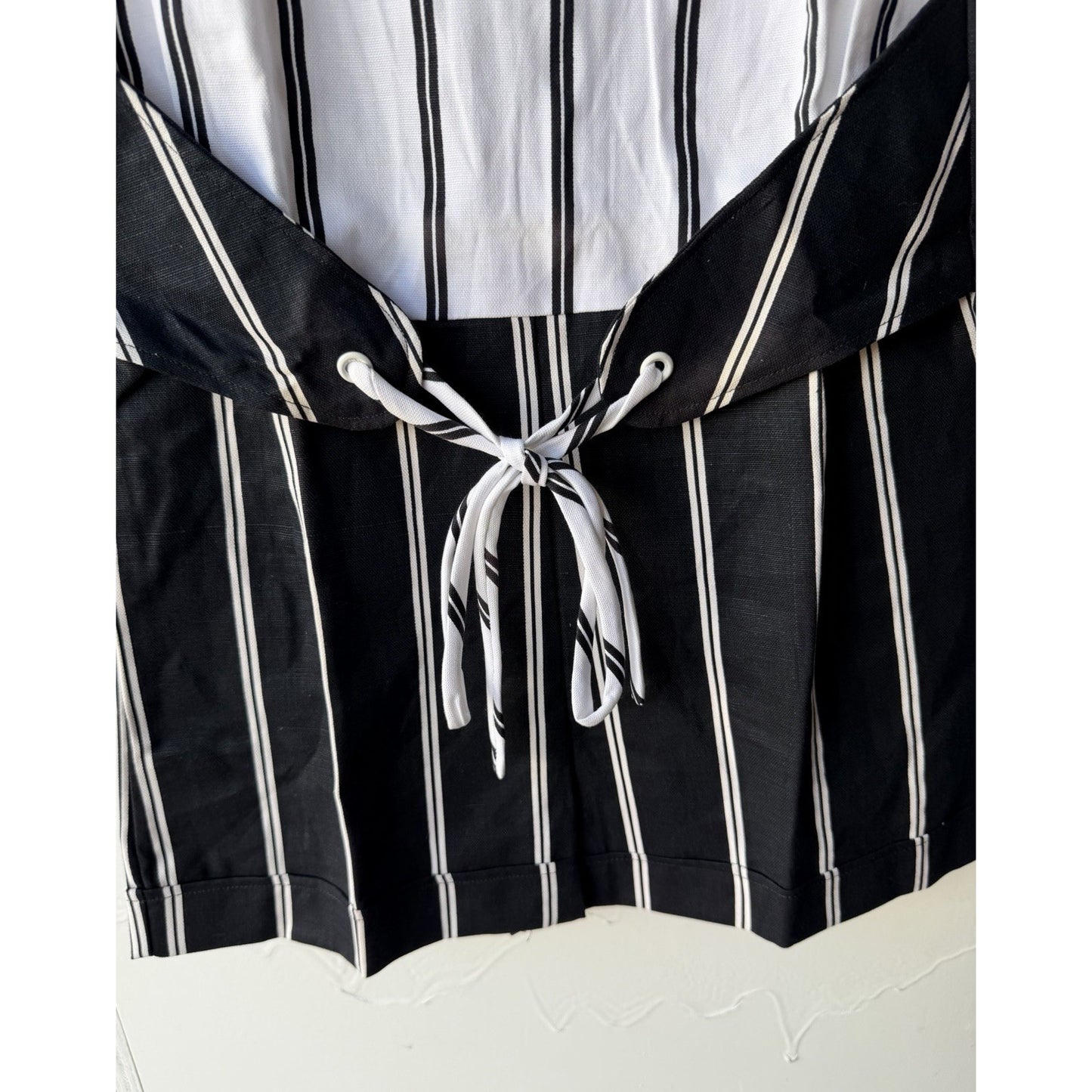 VINTAGE *NEW* 1960's Black & White Striped Waist Tie Romper Size 14 Japan