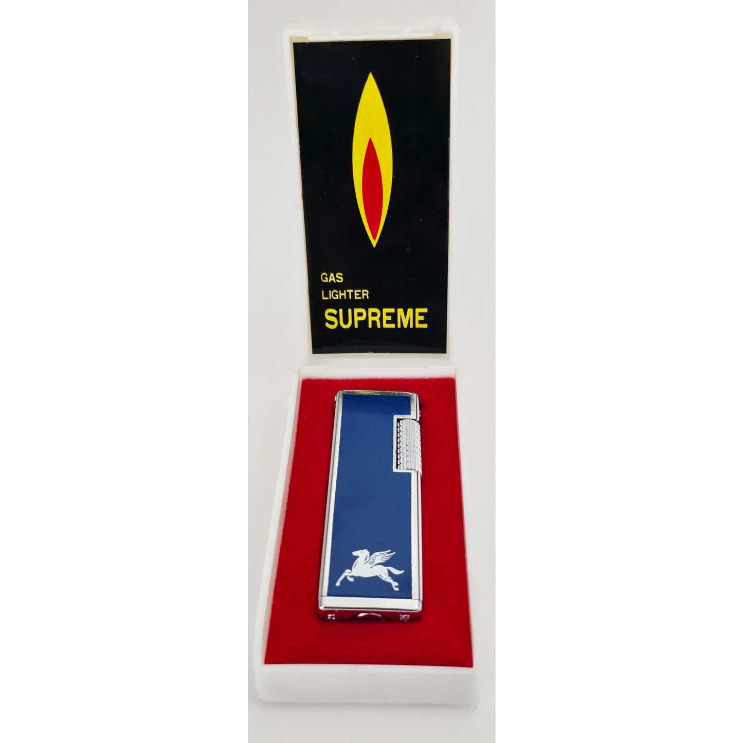 VINTAGE *NEW* 1960's Blue and Silver Butane Lighter Mustang with Wings by Supreme