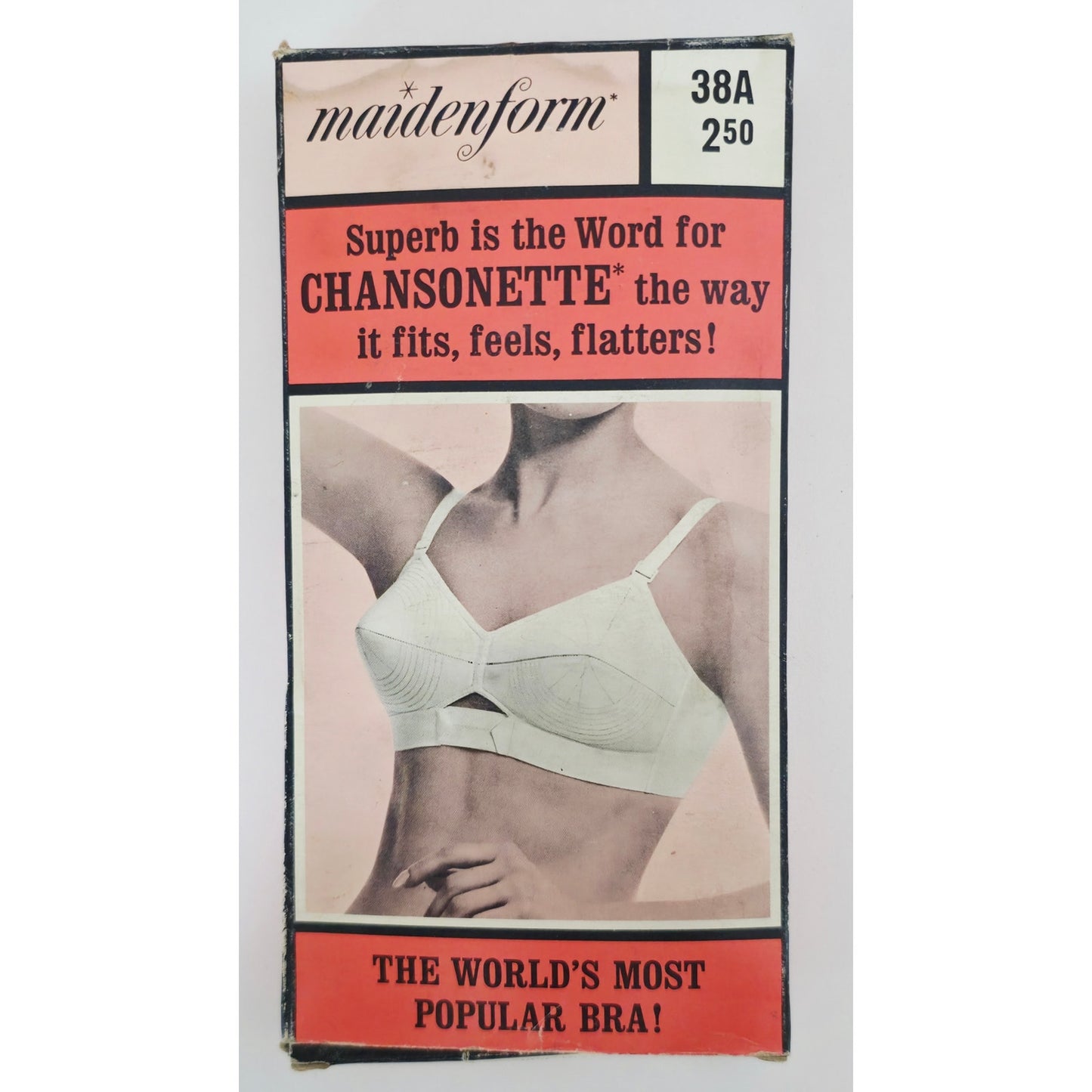 VINTAGE *NEW* 1970's Maidenform P2139 Tricolastic Lace Stretch White  Bra 38 A