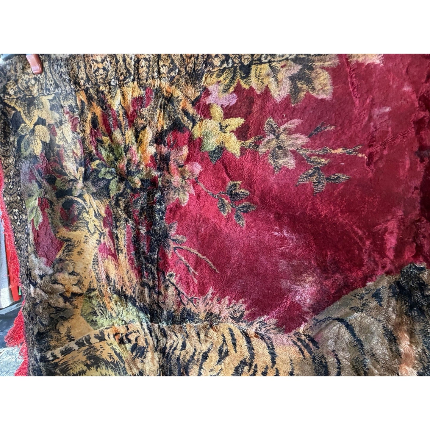 VINTAGE *PRISTINE* 1960's Tigers Velvet Tapestry