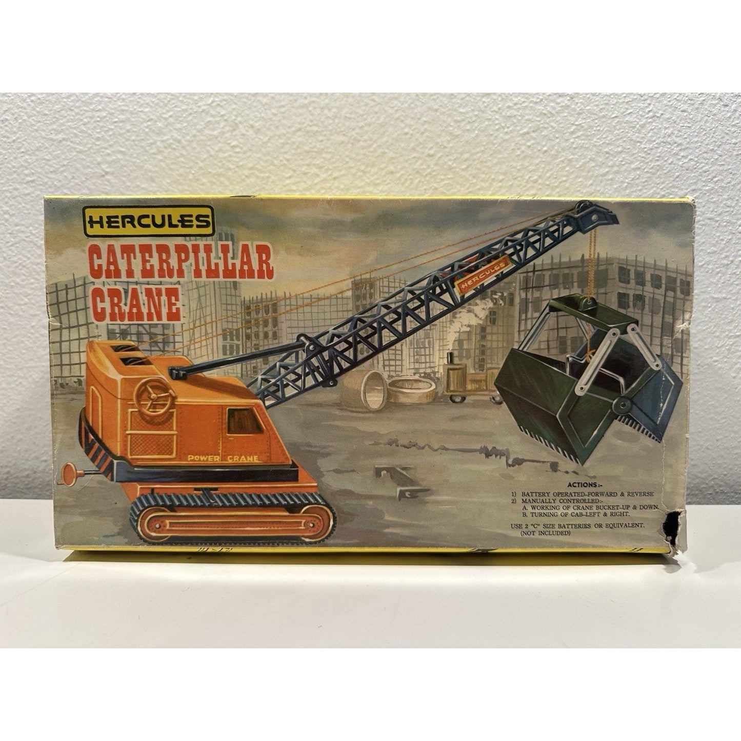 VINTAGE *NEW* 1972 Hercules Caterpillar Crane Battery Operated Toy