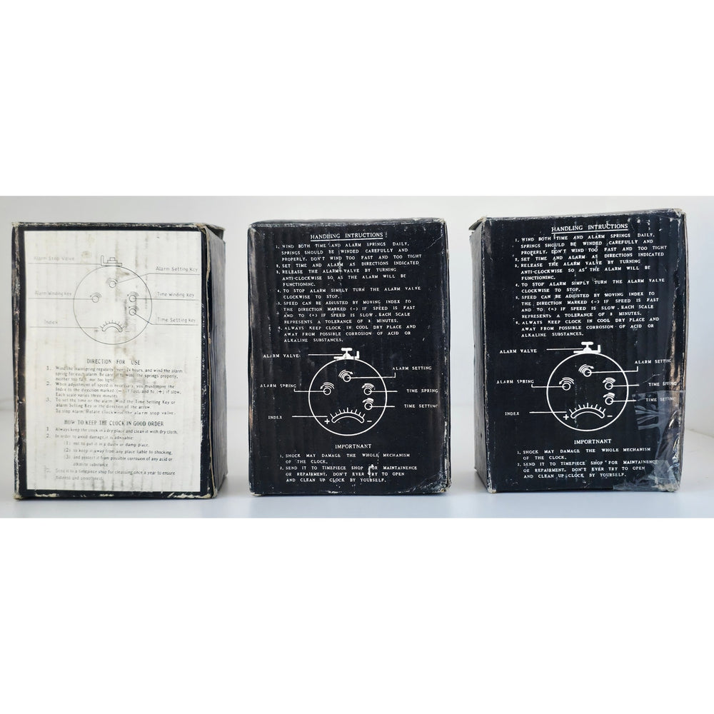 VINTAGE *NEW* 1970's  Double Bell Keywound Metal Alarm Clocks Set of 3