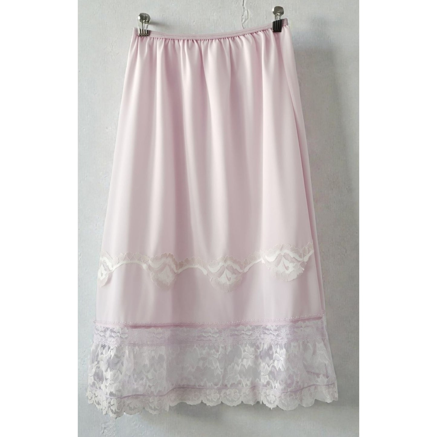 VINTAGE *NEW* 1960's Collins Aikman Women's Light Pink w/Lace Slip Skirt Size M