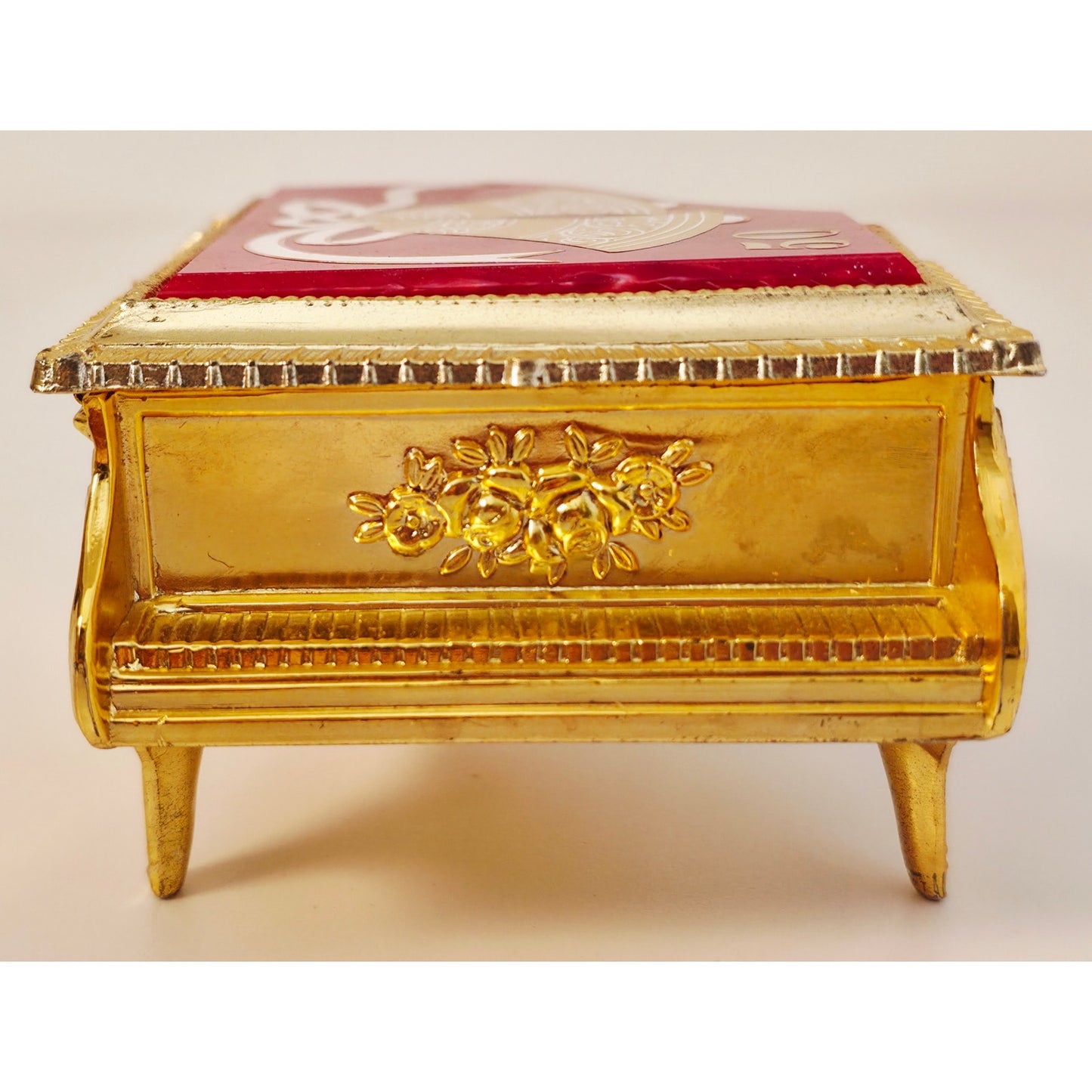 VINTAGE *NEW* 1970's 50th Anniversary Jewelry Box Gold & Red with Wedding Bells