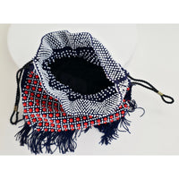 VINTAGE *NEW* 1960's Red, White, Blue Beaded Handbag with Fringe w/Inside Pocket