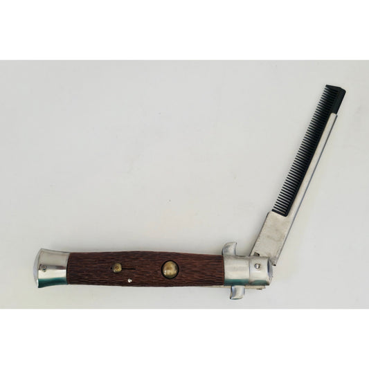 VINTAGE *NEW* 1970's Brown Folding Switchblade Pocket Comb Japan