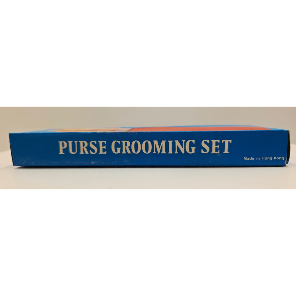 VINTAGE *NEW* 1970's Purse Grooming Set Brush Comb Mirror with  Black Case