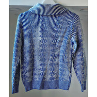 VINTAGE *NEW* 1970's Women's Blue/White Sweater 100% Acrylic Size 36
