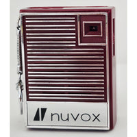 VINTAGE *NEW* 1960's Nuvox NV-80 Red & Silver AM Pocket Radio with Keychain