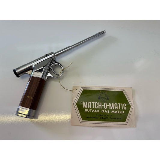 VINTAGE *NEW* 1970's National Silver Match-O-Matic Pistol Butane Lighter Japan