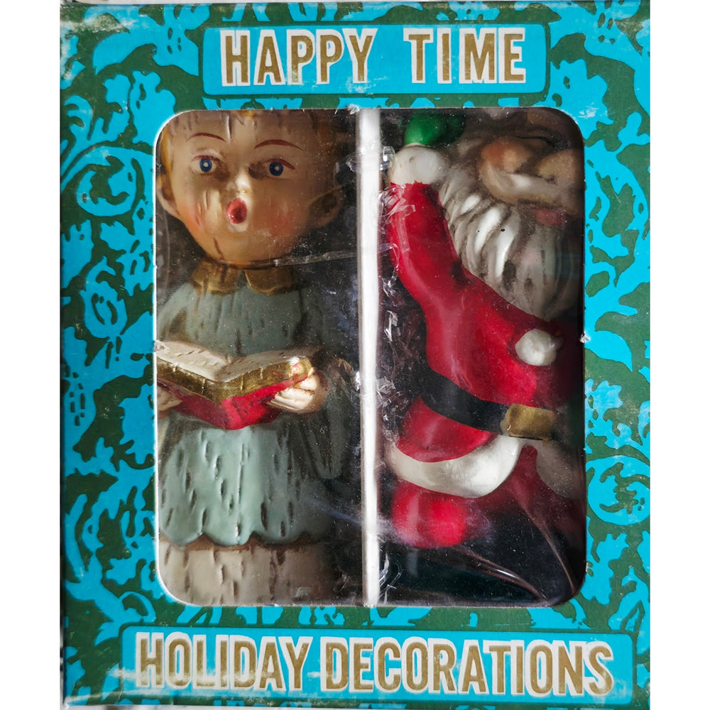 VINTAGE *NEW* 1960's Commadore Happy Time Set of 2 Christmas Figurines Japan