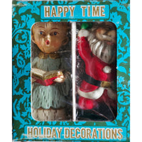VINTAGE *NEW* 1960's Commadore Happy Time Set of 2 Christmas Figurines Japan