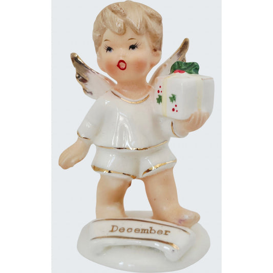 VINTAGE *NEW* 1950's December Birthday Angel Figurine Porcelain Made in Japan