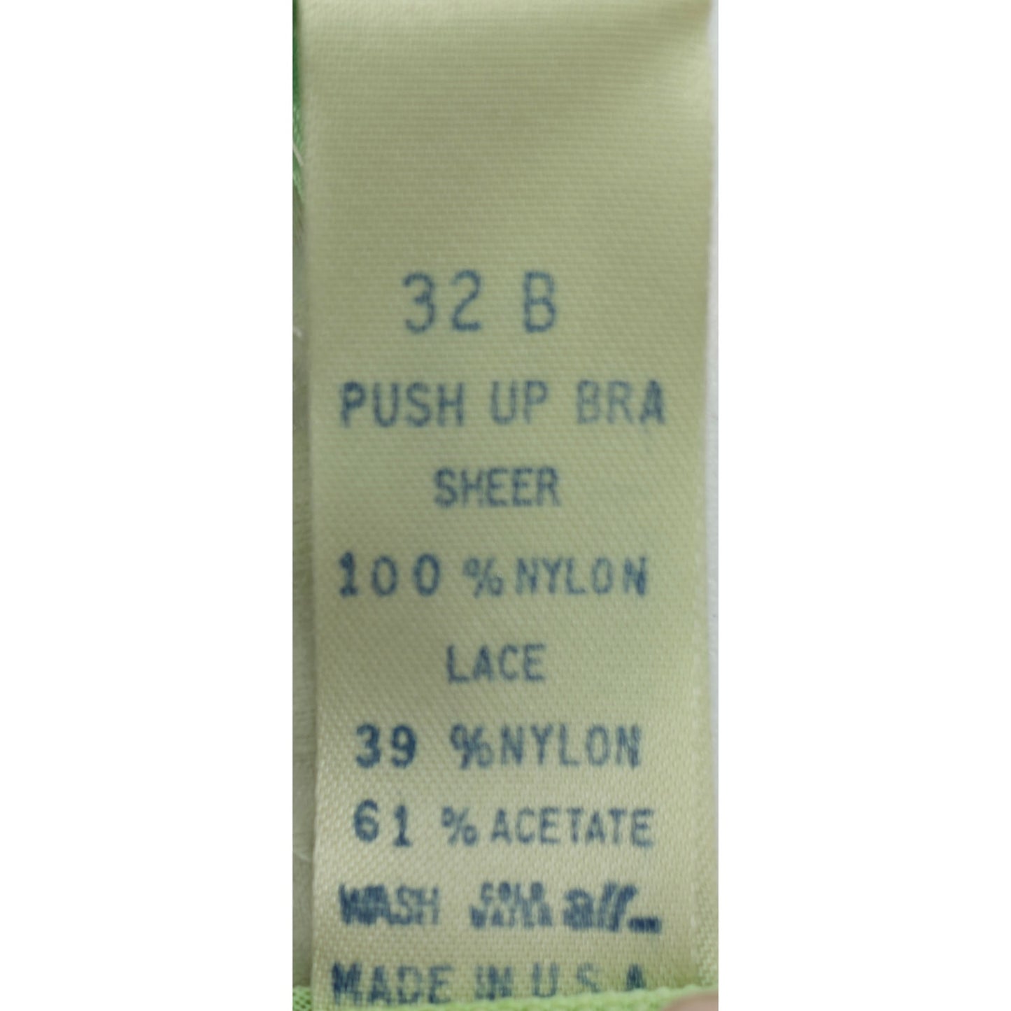 VINTAGE *NEW* 1960's Empire Foundation Women's Green Lace Push Up Bra Size 34A