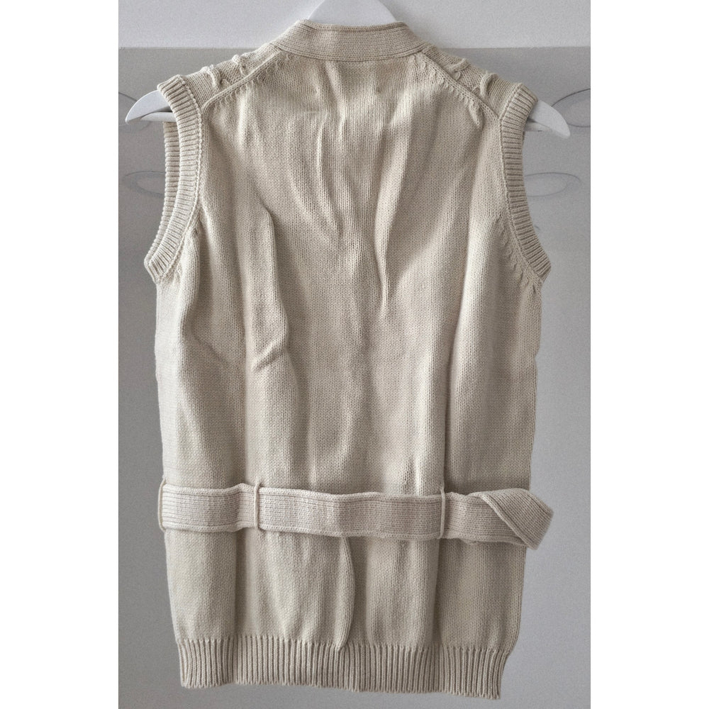 VINTAGE *NEW* 1970's Beige Women's Sweater Vest with Belt 100% Acrylic Size 40