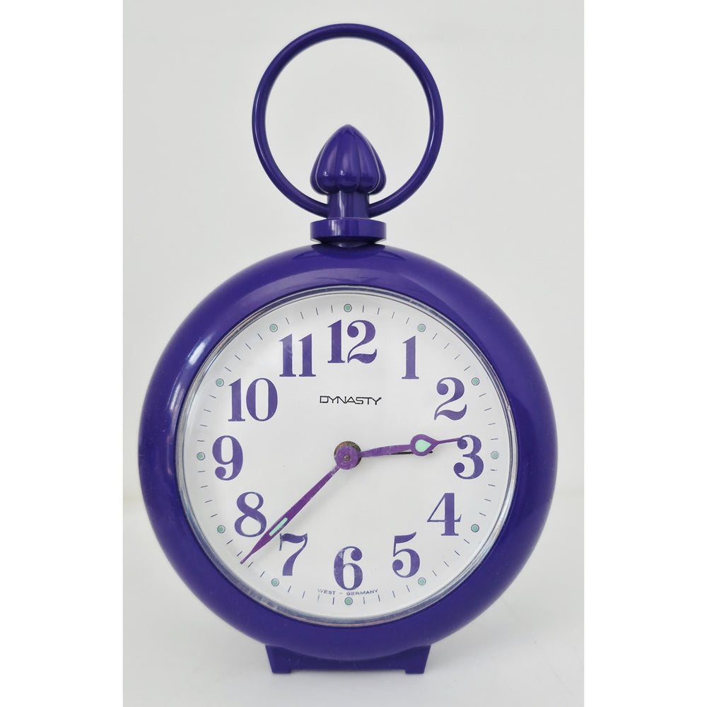 VINTAGE *NEW* 1970's Dynasty 7" Keywound Metal Alarm Clock - Purple