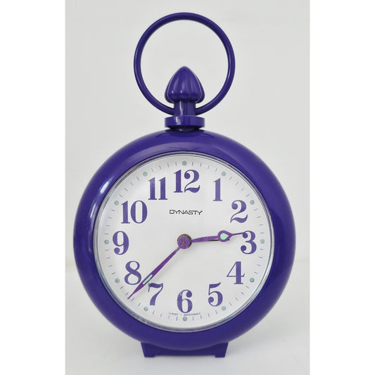VINTAGE *NEW* 1970's Dynasty 7" Keywound Metal Alarm Clock - Purple
