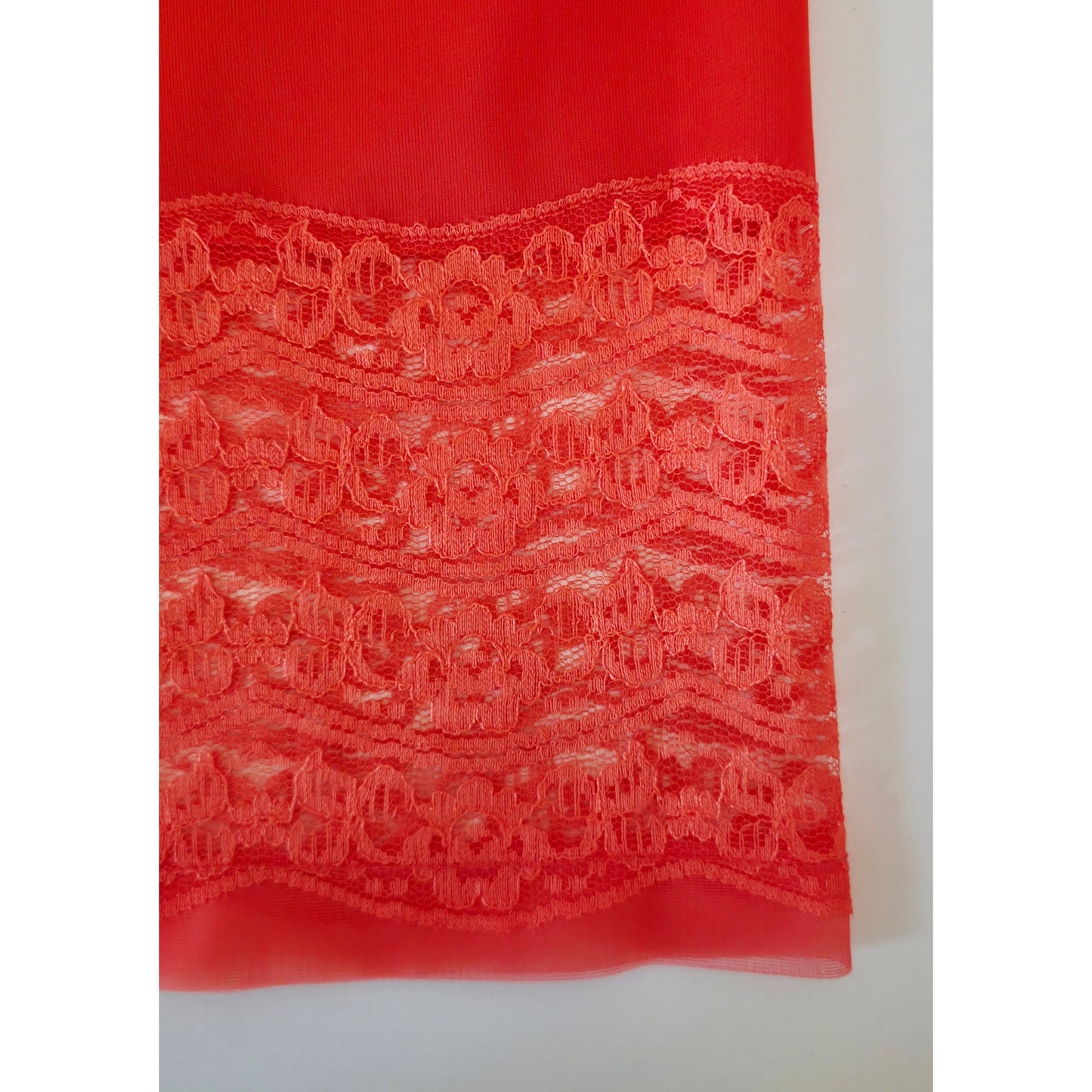 VINTAGE *NEW* 1960's Movie Star Women's Poppy | Red Slip  Skirt w/Lace Trim Sz L