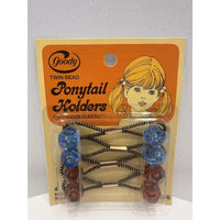 VINTAGE *NEW* 1975 Goody #4589/6 Med Twin Bead Ponytail Crystal Cut Holders