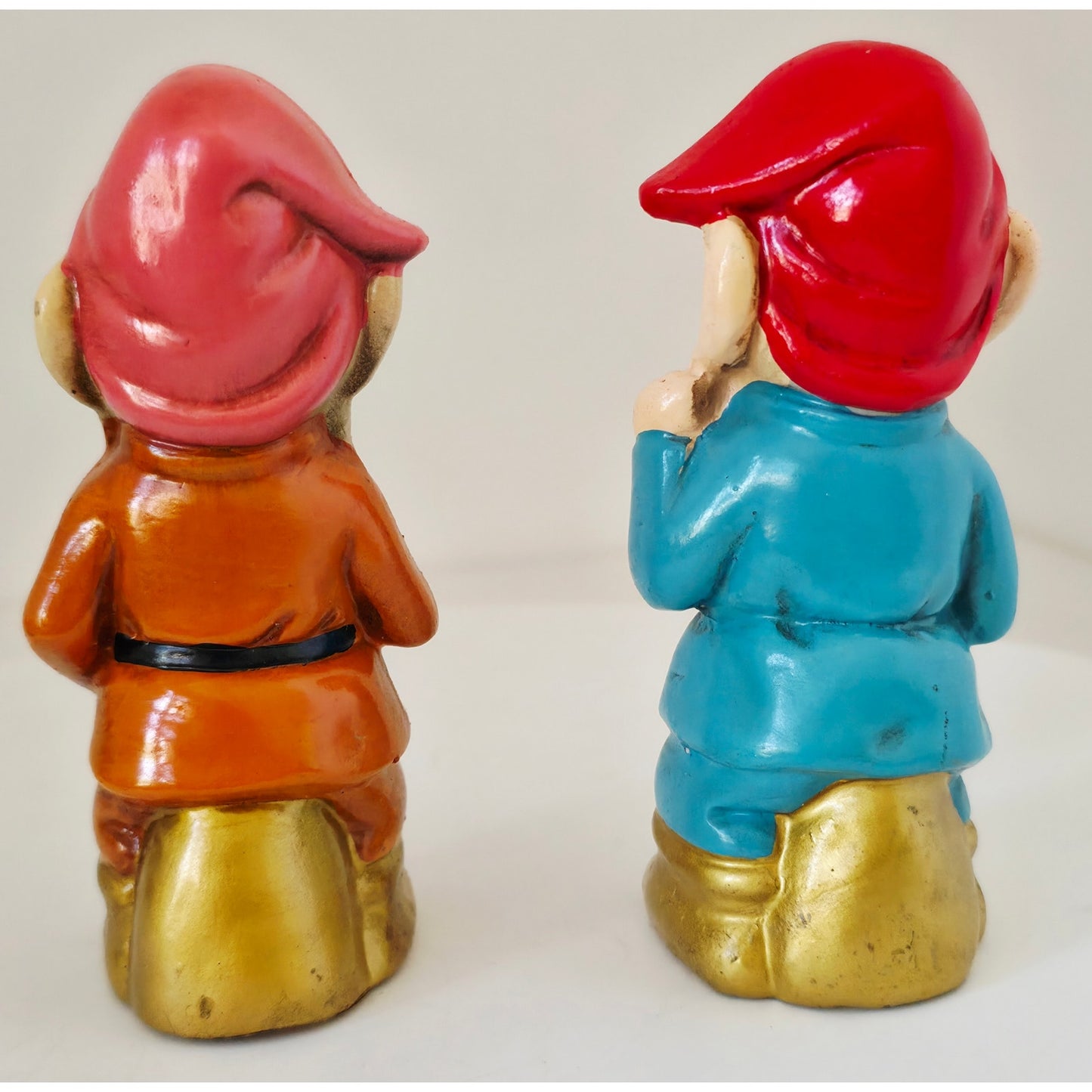 VINTAGE *NEW* 1960's Commadore Happy Time Set of 2 Smiling Holiday Elf Figurines