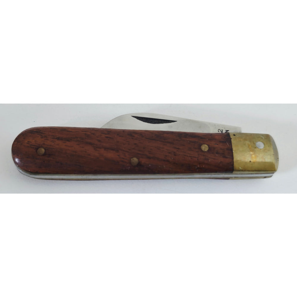 VINTAGE *NEW* 1960's Stainless Steel with Wooden Handle Pocket Knife Pakistan