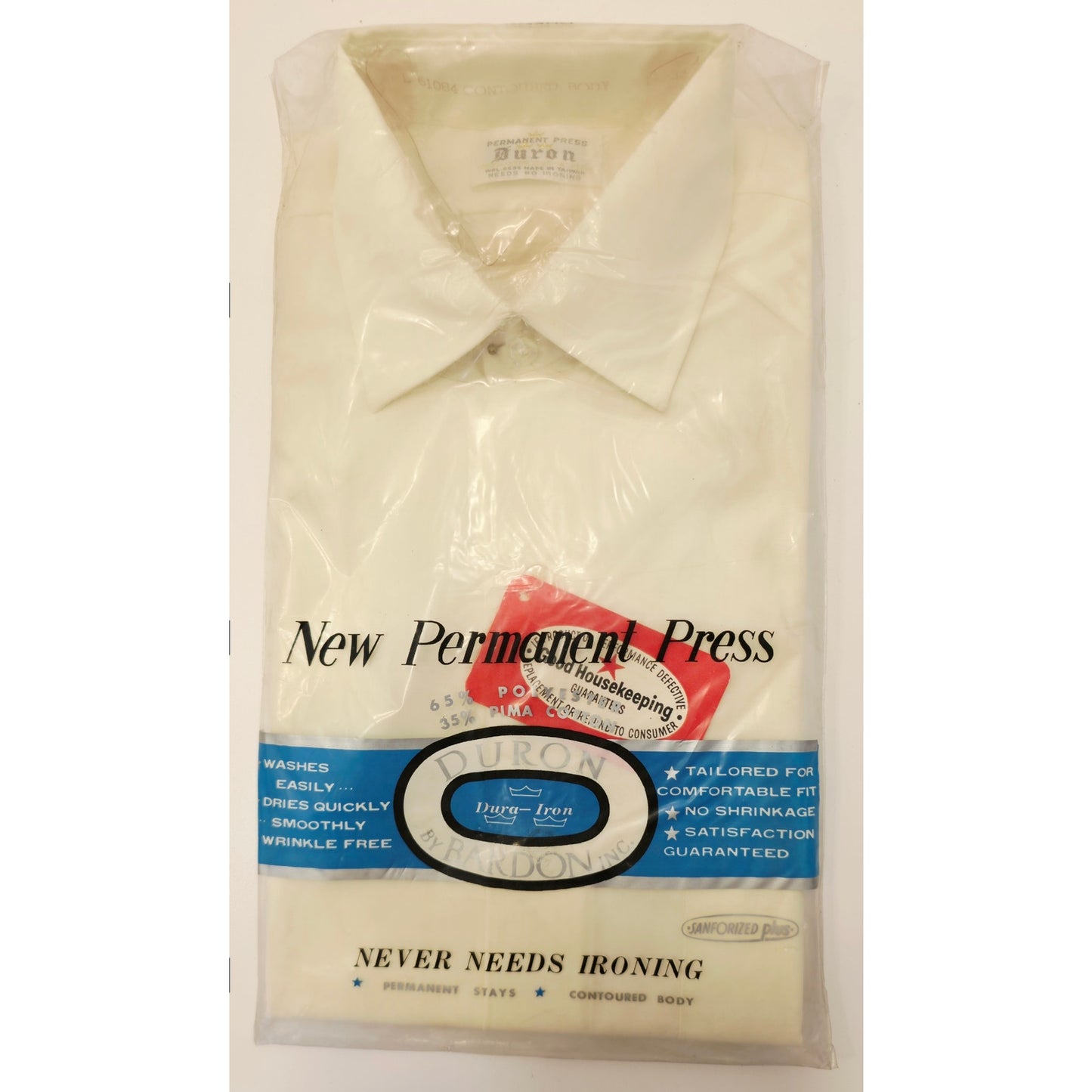VINTAGE *NEW* 1960's Men's Duron No Iron Shirt Poly/Cotton Blend Size 14-32