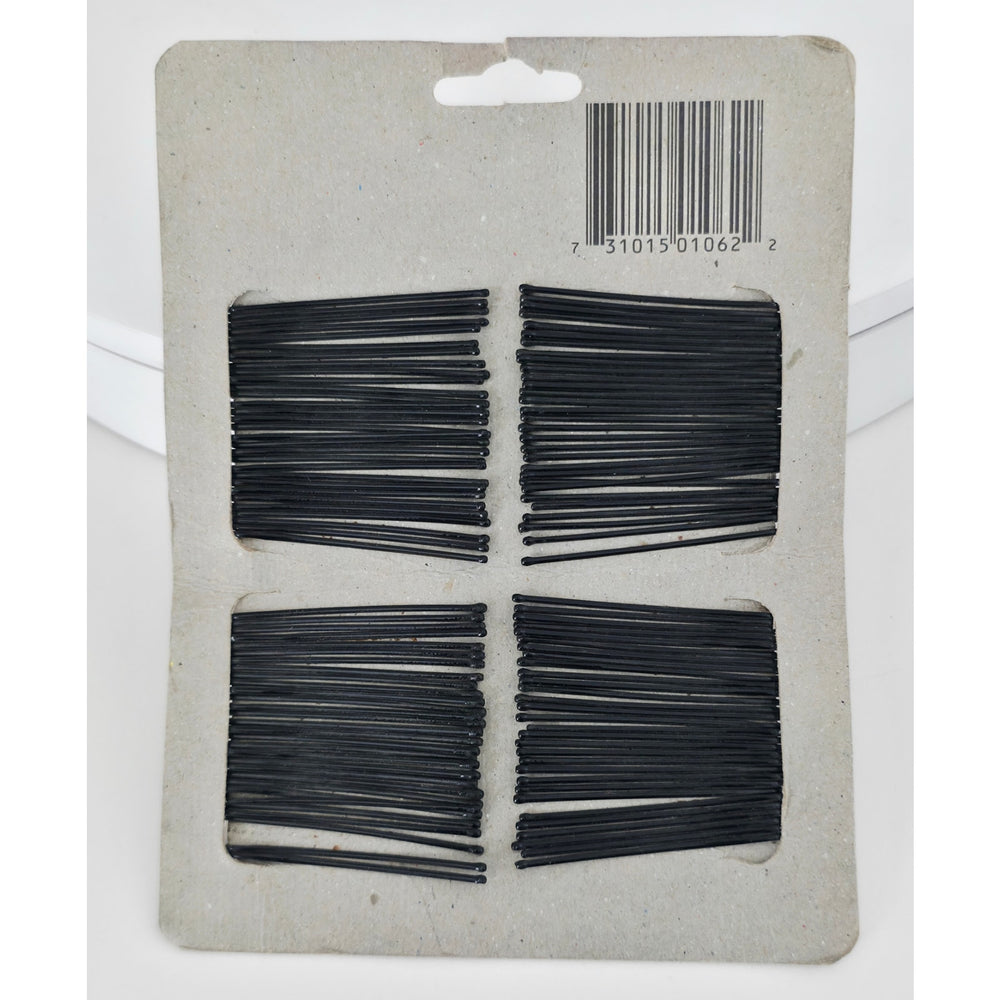 VINTAGE *NEW* 1970's 120 Black Rubber Tipped Bobby Pins On Card GP-97