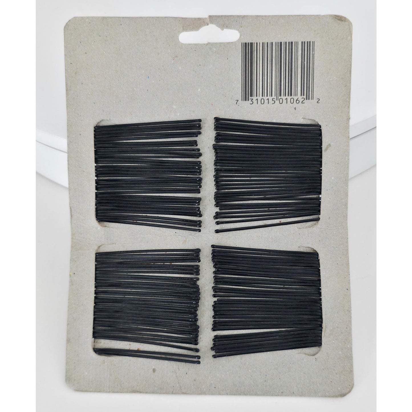 VINTAGE *NEW* 1970's 120 Black Rubber Tipped Bobby Pins On Card GP-97
