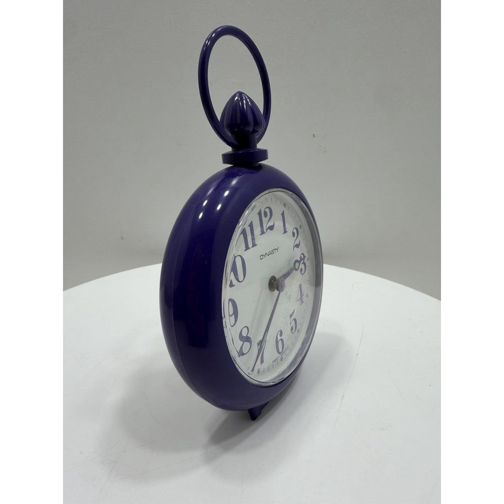 VINTAGE *NEW* 1970's Dynasty 7" Keywound Metal Alarm Clock - Purple