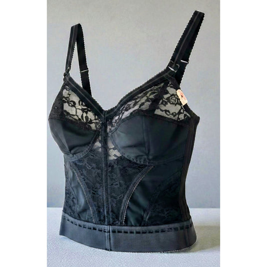 VINTAGE *NEW* 1960's Carnival Women's Black Lace Bustier Corset  Bra Size 34C