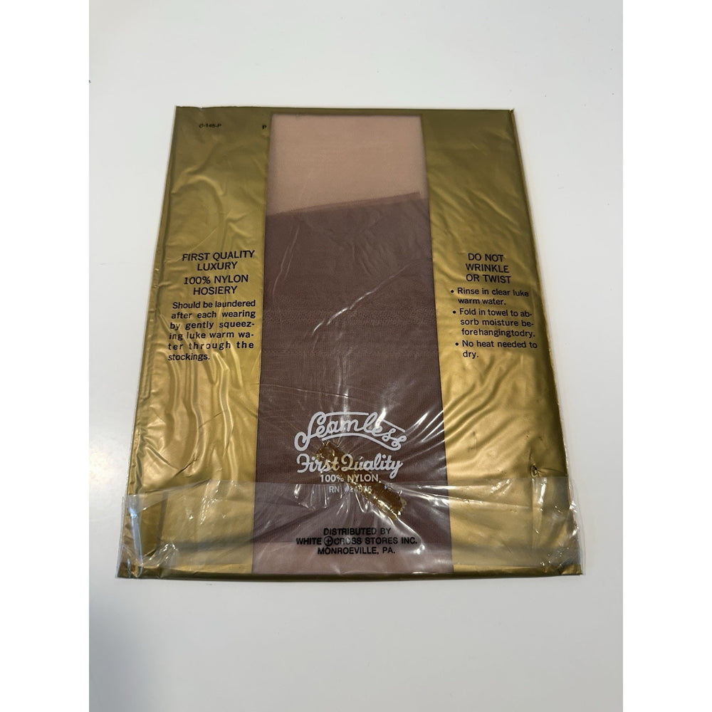 VINTAGE *NEW* BeautiLons Hosiery-Seamless Mesh-Beige Sz 9.5M X 1