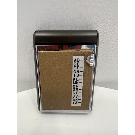 Vintage *NEW* 1960's Mini INDEX A-Z Flip Open Telephone Address Rolodex Brown