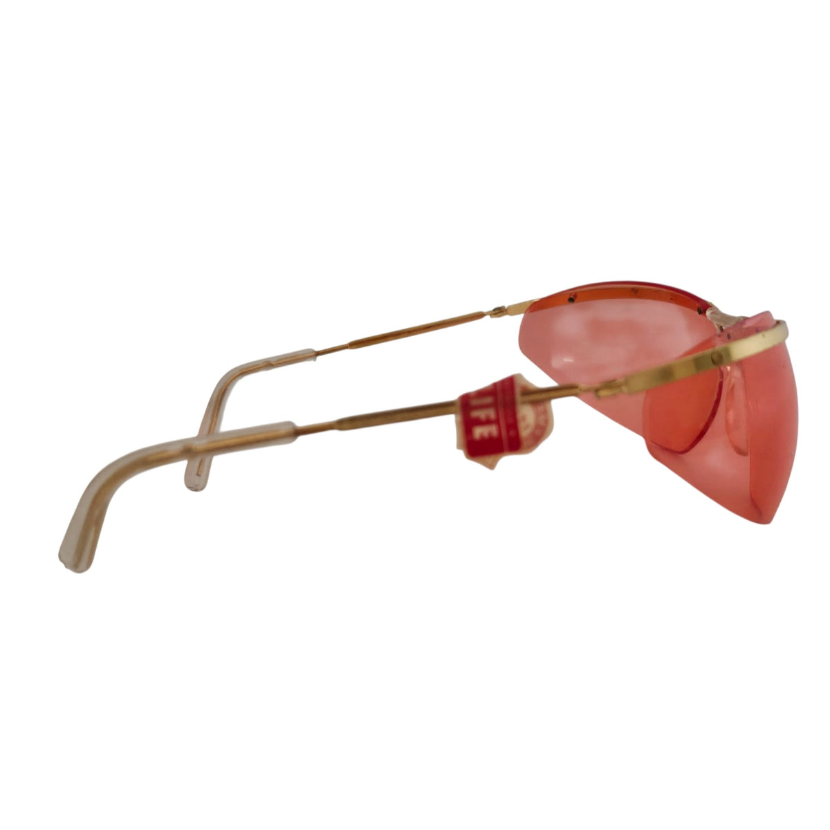 VINTAGE *PRISTINE* 1970's Unisex Sunglasses Gold Frame with Pink Lens Sunglasses