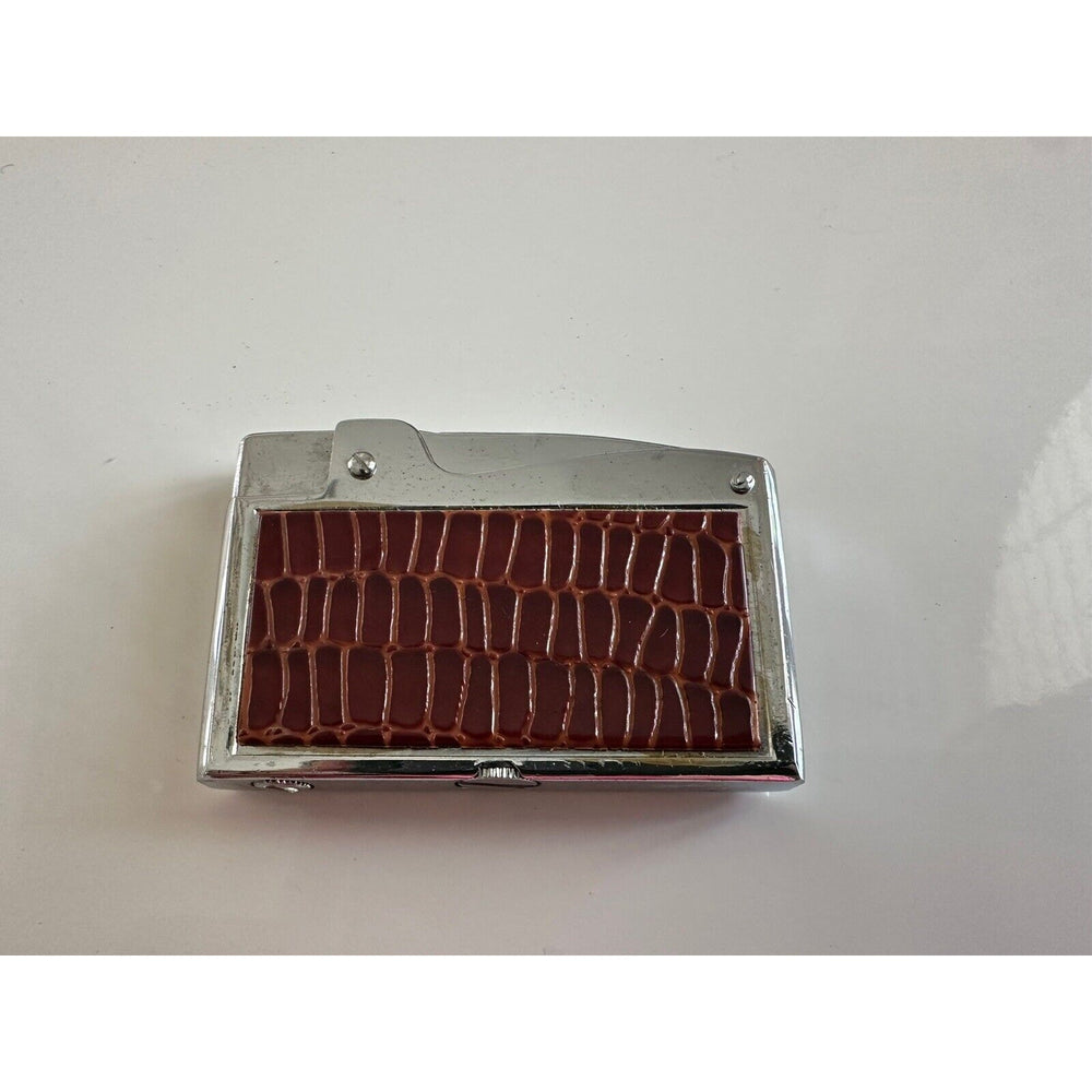 VINTAGE *NEW* 1950's Unique Brown Snake Skin Lighter Japan