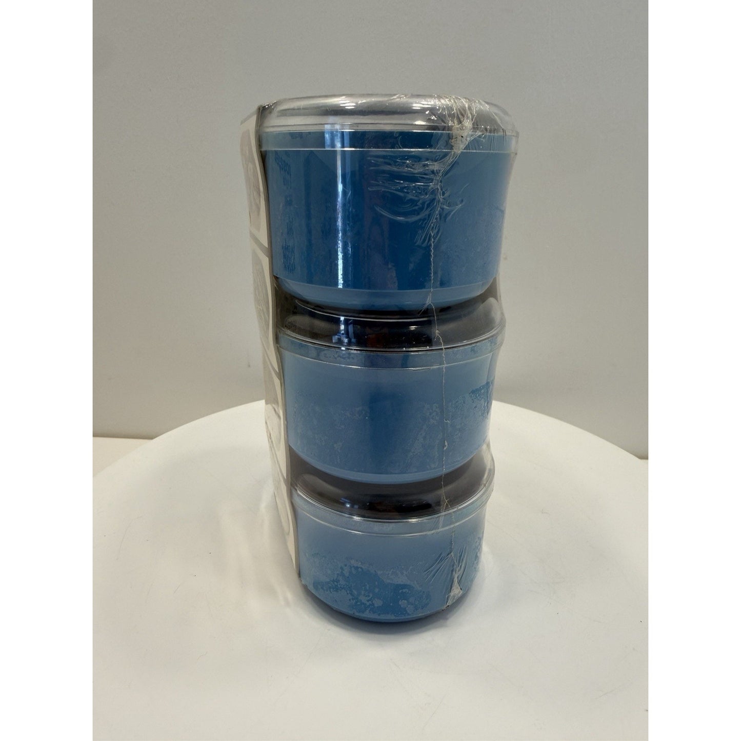 VINTAGE *NEW* 1970's Plastic Vanity Box Set of 3 Lidded Dresser Organizer