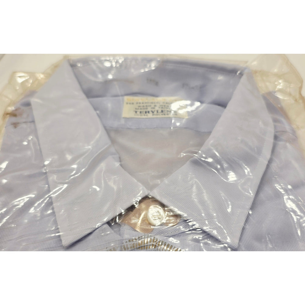 VINTAGE *NEW* 1960's Sinclare Men's Lt Blue Terelyne Shirt 100% Polyester Size 17-32
