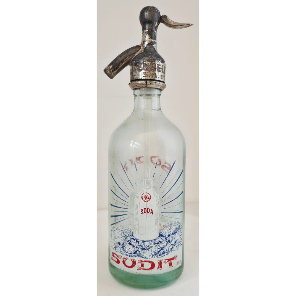 VINTAGE *PRISTINE* 1950's Art Thang Buenos Aires Seltzer Glass Bottle Argentina