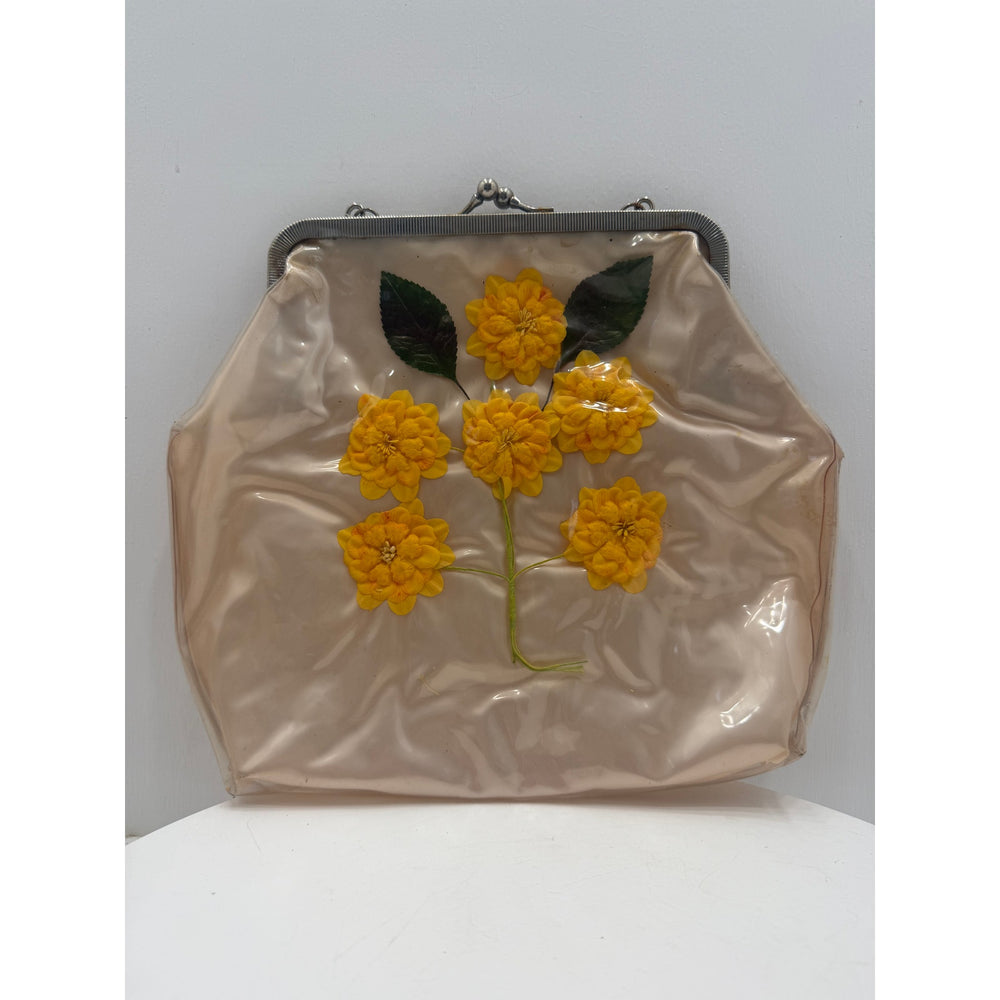 VINTAGE *NEW* 1950's Clear Vinyl Floral Handbag with Original Packing
